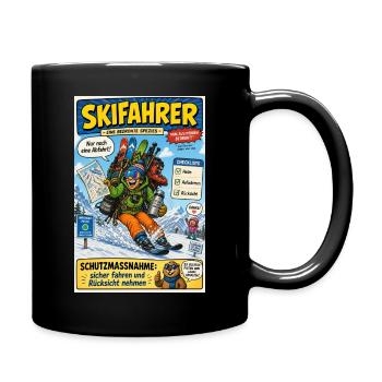 Der Skifahrer – nur noch eine Abfahrt - Tasse einfarbig - Schwarz - Rechts