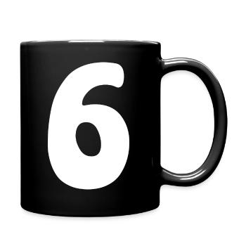 Sechs: Minimalistische Ziffer 6 | Sechster - Tasse einfarbig - Schwarz - Rechts
