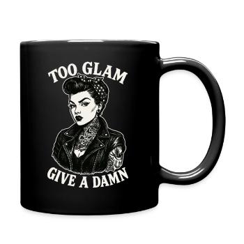Pin-Up Girl: Too Glam to Give a Damn Biker - Full Colour Mug - black - Right