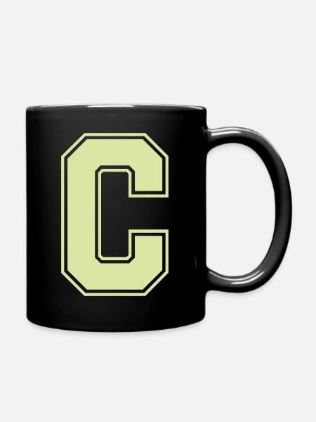 Blockbuchstabe C im Varsity-Stil - Tasse einfarbig - Schwarz