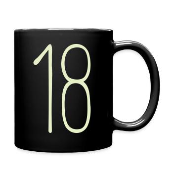 18 Geburtstag Zahl Grafik - Tasse einfarbig - Schwarz - Rechts