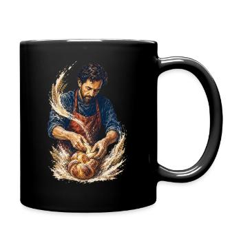 Handwerklicher Bäcker: Rustikales Brot - Tasse einfarbig - Schwarz - Rechts