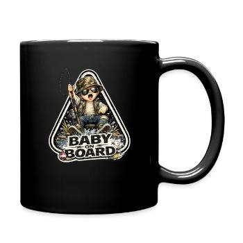 Kleiner Küstenabenteurer mit Angel - Tasse einfarbig - Schwarz - Rechts