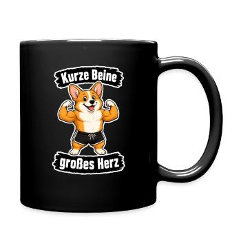 Kurze Beine, großes Herz – Corgi - Tasse einfarbig - Schwarz - Rechts