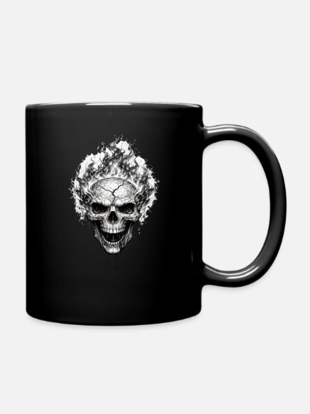 Burning Skull Gothic Horror Graphic - Full Colour Mug - black