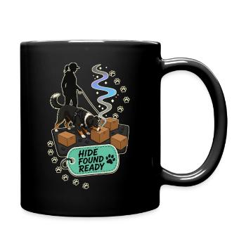 HIDE FOUND READY Hund - Tasse einfarbig - Schwarz - Rechts