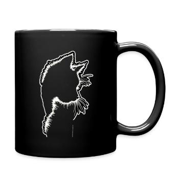 Katzensilhouette | Minimalistisches Design - Tasse einfarbig - Schwarz - Rechts