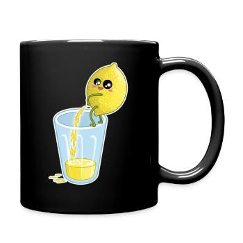 Zitrone macht Saft – Lustiger Cartoon - Tasse einfarbig - Schwarz - Rechts
