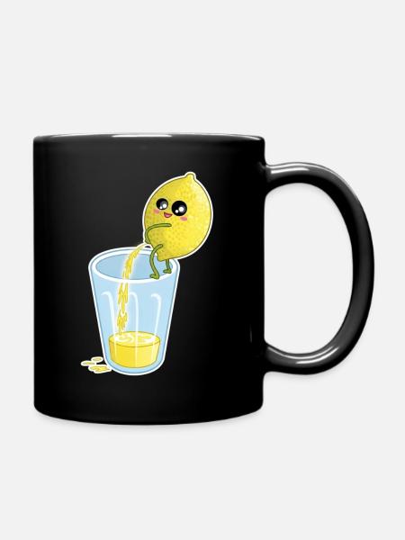 Zitrone macht Saft – Lustiger Cartoon - Tasse einfarbig - Schwarz