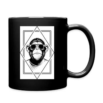 Minimalist Monkey Dude — Sleek Geometric, Playful - Full Colour Mug - black - Right