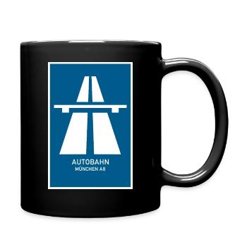 Autobahn München A8 Retro Poster - Tasse einfarbig - Schwarz - Rechts