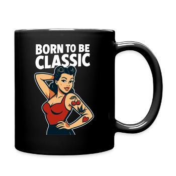 T-shirt rétro classique de la fille pin-up née pour être - Mug uni - noir - Droite