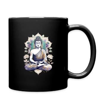 Meditating Buddha Lotus Mandala - Full Colour Mug - black - Right