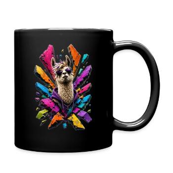 Llama Neon Sliver Style - Full Colour Mug - black - Right