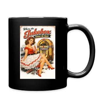 50s Diner Pin-Up: Where the Jukebox - Full Colour Mug - black - Right