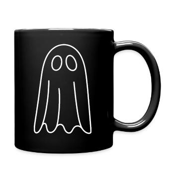 Geist-Skizze in Weiß auf Schwarz - Tasse einfarbig - Schwarz - Rechts