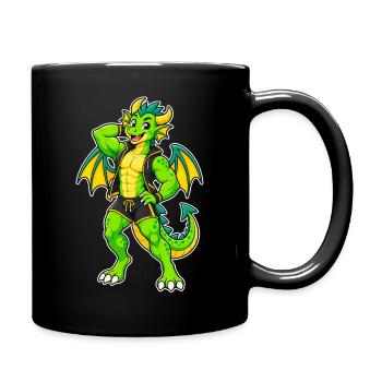 Héros dragon vert en cuir - Mug uni - noir - Droite