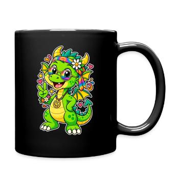Hippie Dragon with Rainbow Bandana - Full Colour Mug - black - Right