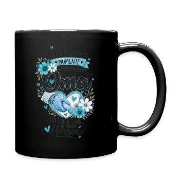 Die besten Momente mit Oma Herz - Tasse einfarbig - Schwarz - Rechts