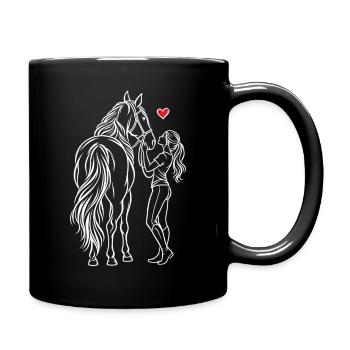 Pferd Mädchen Reiten Pony Reiterin - Tasse einfarbig - Schwarz - Rechts
