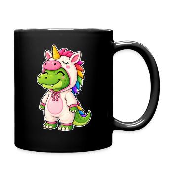 Cute crocodile in unicorn costume - Full Colour Mug - black - Right