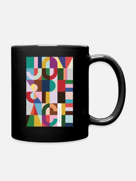 Joy & Peace – Abstraktes Farbdesign - Tasse einfarbig - Schwarz