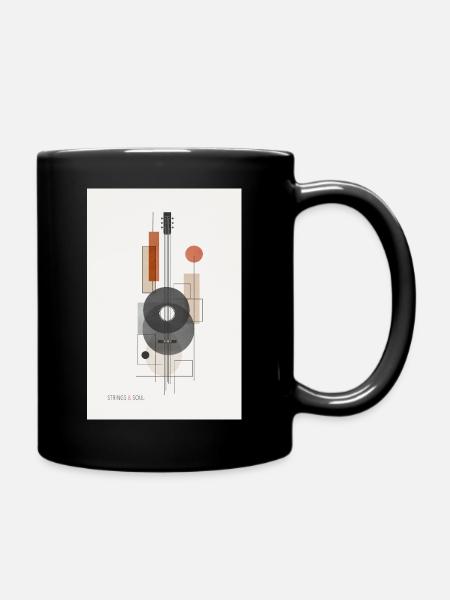 Strings & Soul – Abstraktes Gitarren Design - Tasse einfarbig - Schwarz