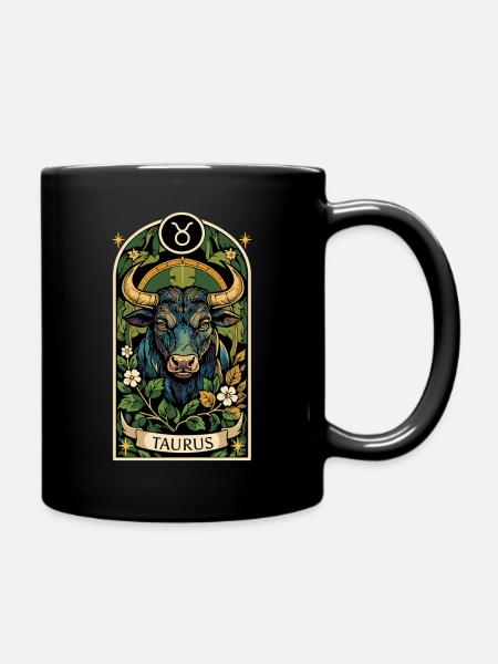 STIER-Tierkreiszeichen - Tasse einfarbig - Schwarz