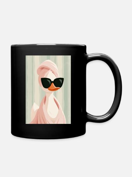 Pink Duck Glam mit Sonnenbrille - Tasse einfarbig - Schwarz