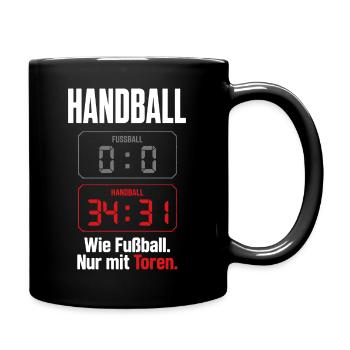 Anzeigetafel 0:0 vs 34:31 – Handballer Shirt - Tasse einfarbig - Schwarz - Rechts