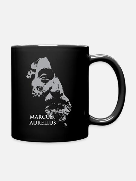 Marcus-Aurelius-Porträt in Grau - Tasse einfarbig - Schwarz