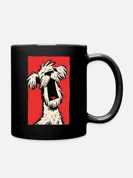 müdes Hündchen - Tasse einfarbig - Schwarz