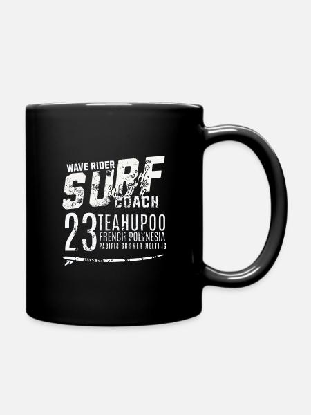 Surf coach wave rider Teahupoo Tahiti - Mug uni - noir