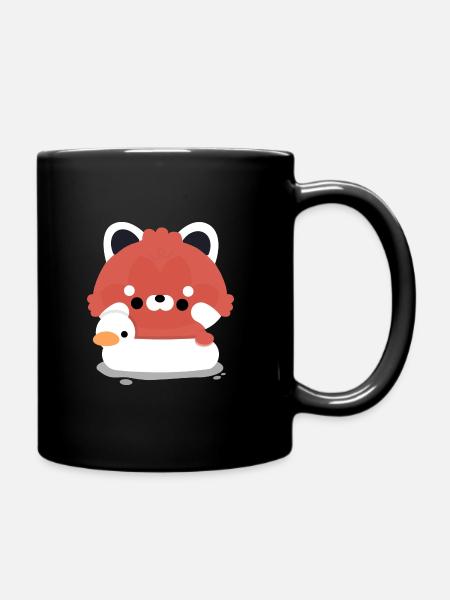 Red Panda Swimming - Full Colour Mug - black