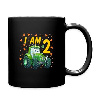 2. Geburtstag Traktor - Tasse einfarbig - Schwarz - Rechts