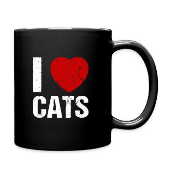 I love Cats Cat Lovers Cats - Full Colour Mug - black - Right