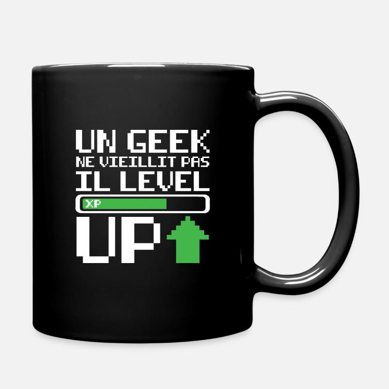 Un geek ne vieillit pas il level up - Mug uni - noir
