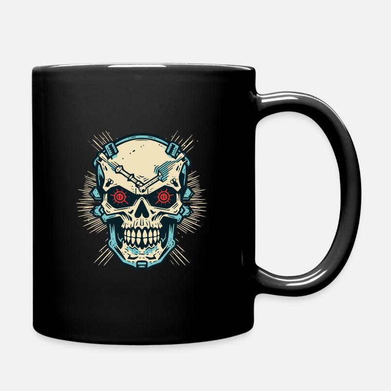 Kybernetischer Schädel - Tasse einfarbig - Schwarz