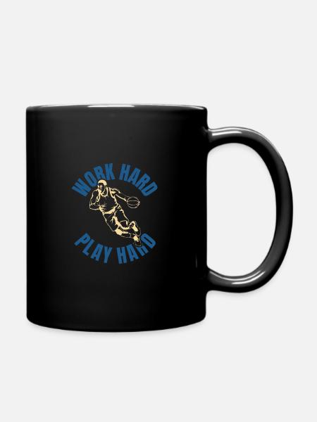Playing basketball hard - Full Colour Mug - black