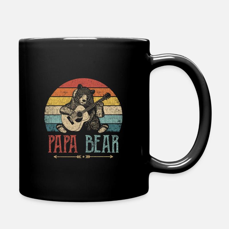 Papa bear guitar father husband gift parents - Full Colour Mug - black