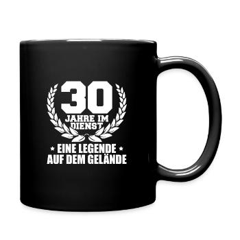 30 Jahre im Dienst 30. Firmenjubiläum Geschenk - Tasse einfarbig - Schwarz - Rechts