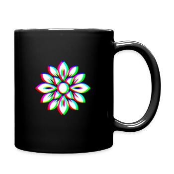 EDM Trikolor - Floral Mandala - Glitch Rave style - Tasse einfarbig - Schwarz - Rechts