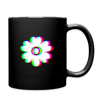 EDM Tricolor - Flowers - Glitch - Rave Style - Full Colour Mug - black - Right