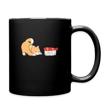 Cute Shiba Sushi, Kawaii Sushi Shiba - Full Colour Mug - black - Right