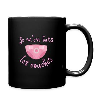 Je m'en bats les couches - Mug uni - noir - Droite