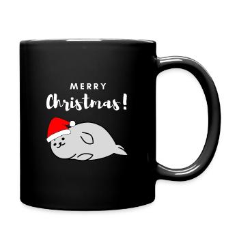 Christmas seal with cap Merry Christmas - Full Colour Mug - black - Right