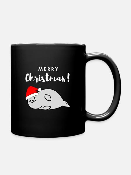 Sceau de Noël avec casquette Joyeux Noël - Mug uni - noir