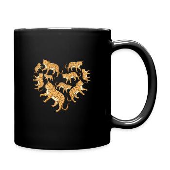 Herz Leopard - Tasse einfarbig - Schwarz - Rechts