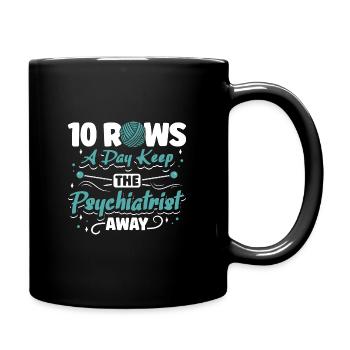 Rows a day keep the psychiatrist away - Tasse einfarbig - Schwarz - Rechts