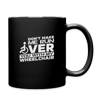 Rollstuhl Rollstuhlfahrer Rollstuhlfahrerin Rolli - Tasse einfarbig - Schwarz - Rechts